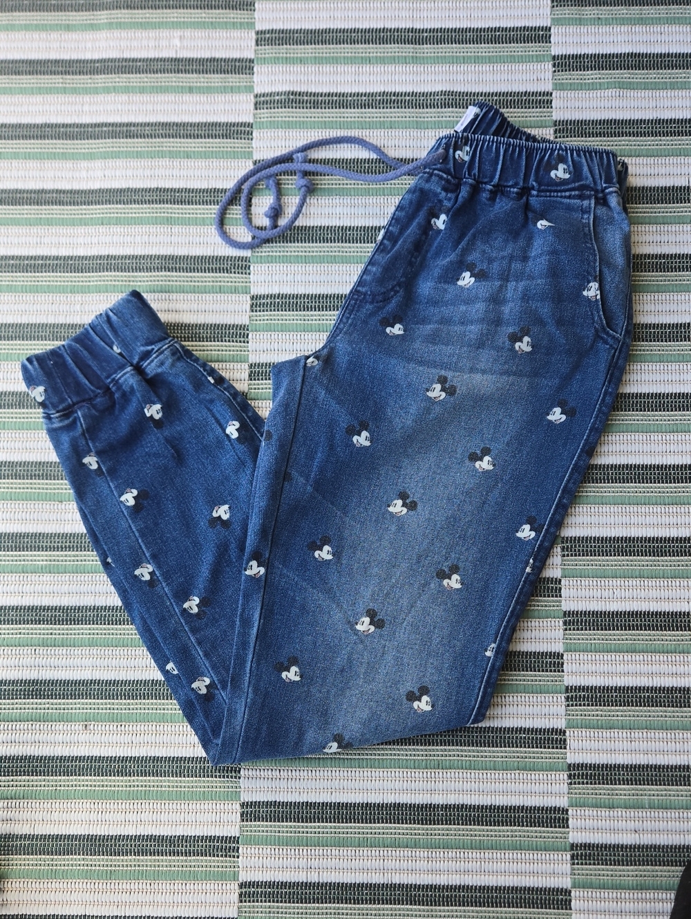 Disney Mickey Mouse Blue Denim Joggers Size S
